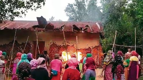 House of Criminal ablaze by Manipuri Womens