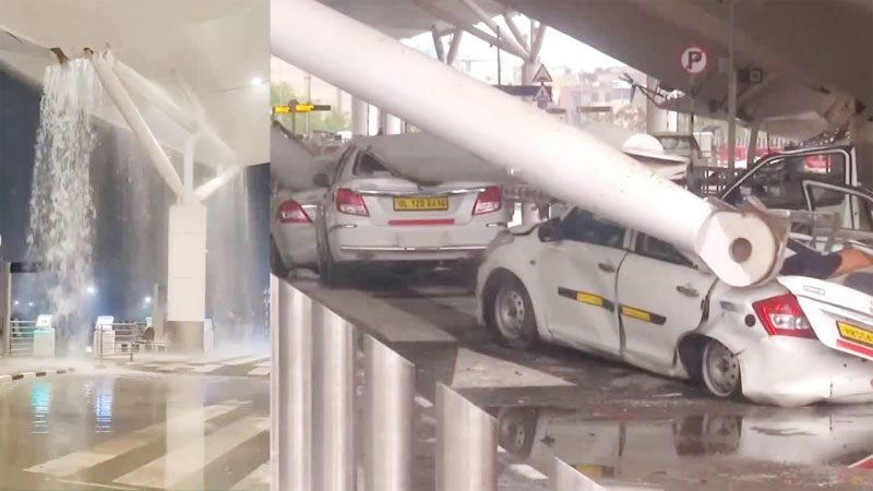 Due to heavy rain, many places in Noida and Delhi experienced heavy rain. Several trees and the roof of Terminal-1 of Delhi's Indira Gandhi International Airport collapsed due to gusty winds.