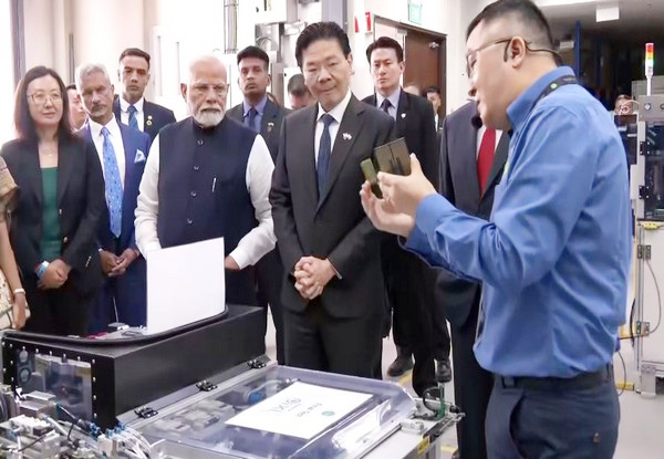 PM Modi and his Singapore counterpart Lawrence Wong visit AEM Holdings Ltd's semiconductor facility