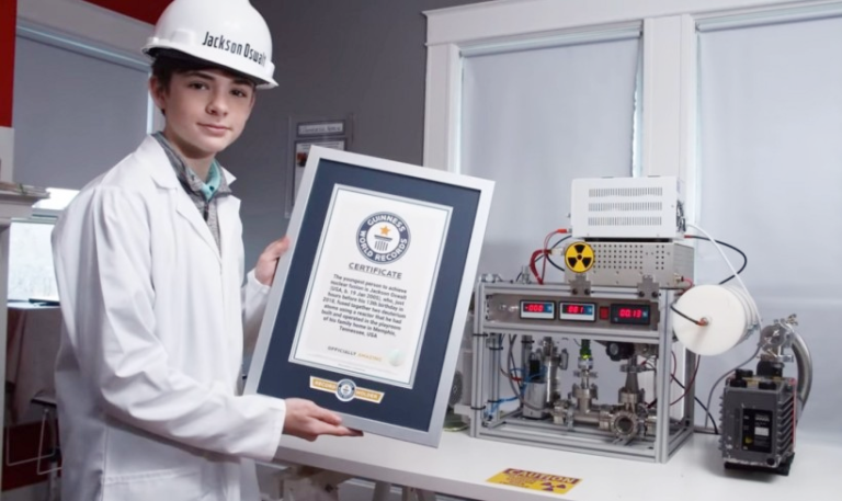 Jackson Oswalt, a 12-year-old from Memphis, USA, built a nuclear fusion reactor in his bedroom. His name has been recorded in the Guinness Book of World Records.