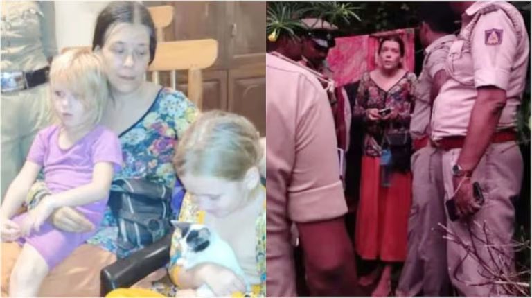 A Russian woman has spent the past two weeks in isolation with her two young daughters on the extremely dangerous Ramtirth mountain in Gokarna.