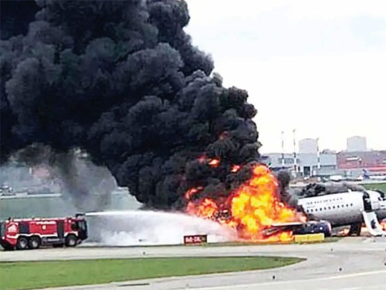 A passenger plane crashed in Russia, killing all 43 passengers, including five children, in a fire.