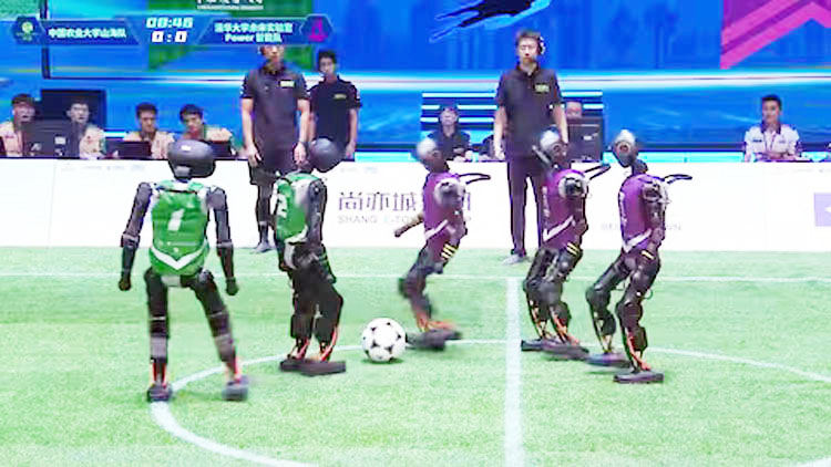 A fully autonomous robot football match powered by AI was recently held in Beijing, which is talked about for its technology.