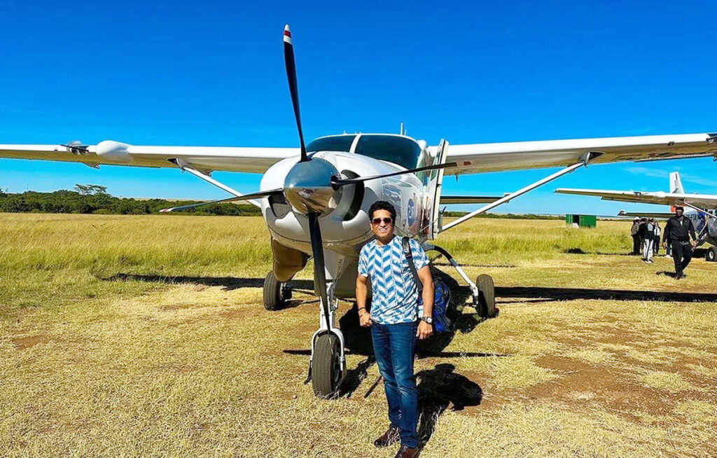 The plane carrying Sachin Tendulkar made an emergency landing in Kenya's Maasai Mara forest.