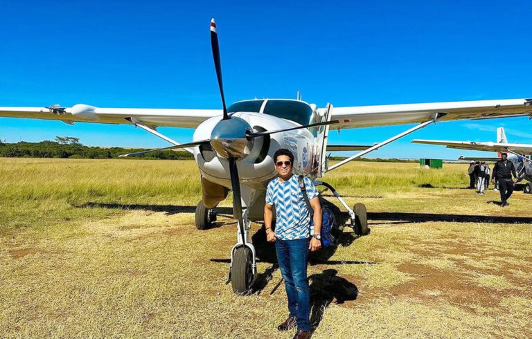 The plane carrying Sachin Tendulkar made an emergency landing in Kenya's Maasai Mara forest.